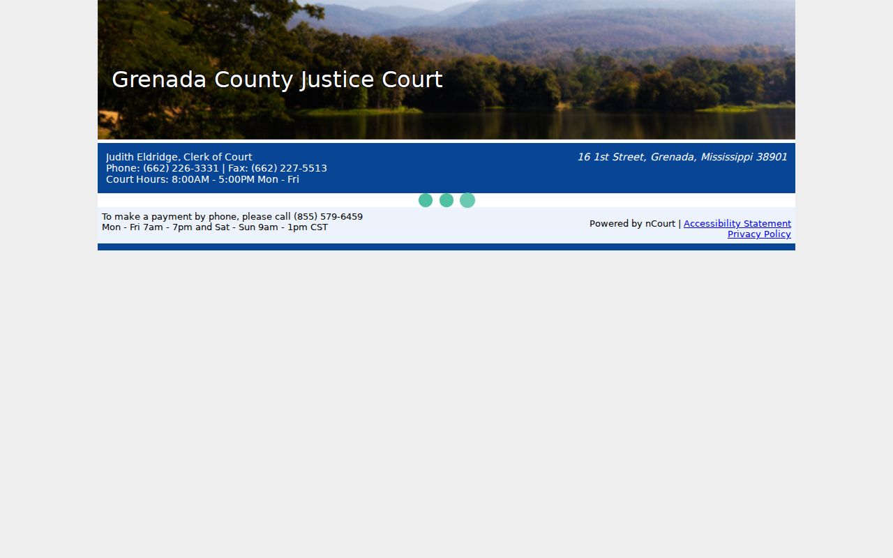 Grenada County Justice Court online payment landing page